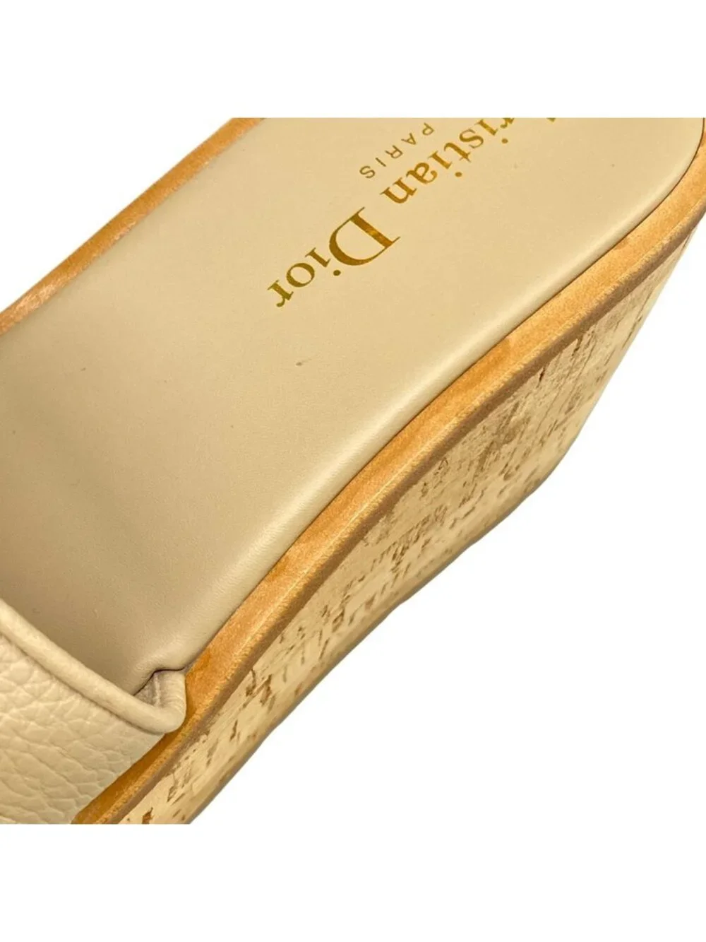 Dior Sandals 37 D Way Beige Wedge Sole Leather